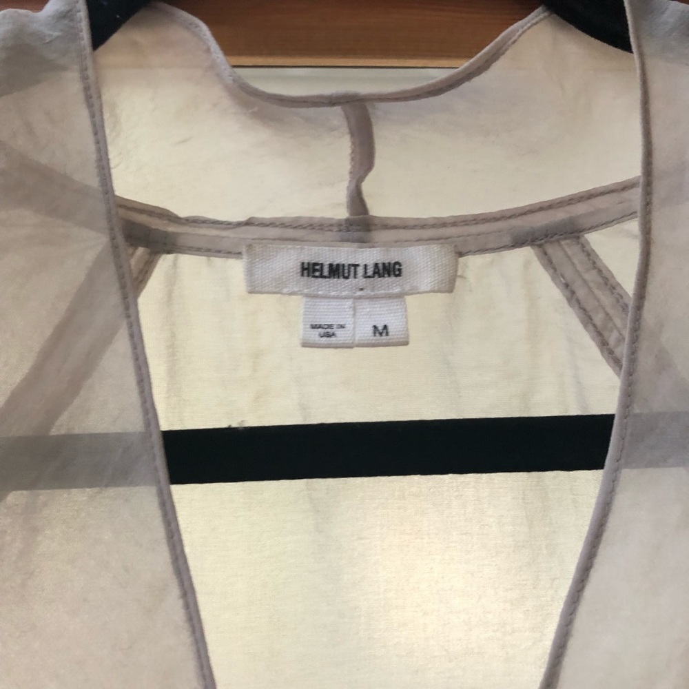 Helmet Lang sheer 3/4 sleeve drapey blouse